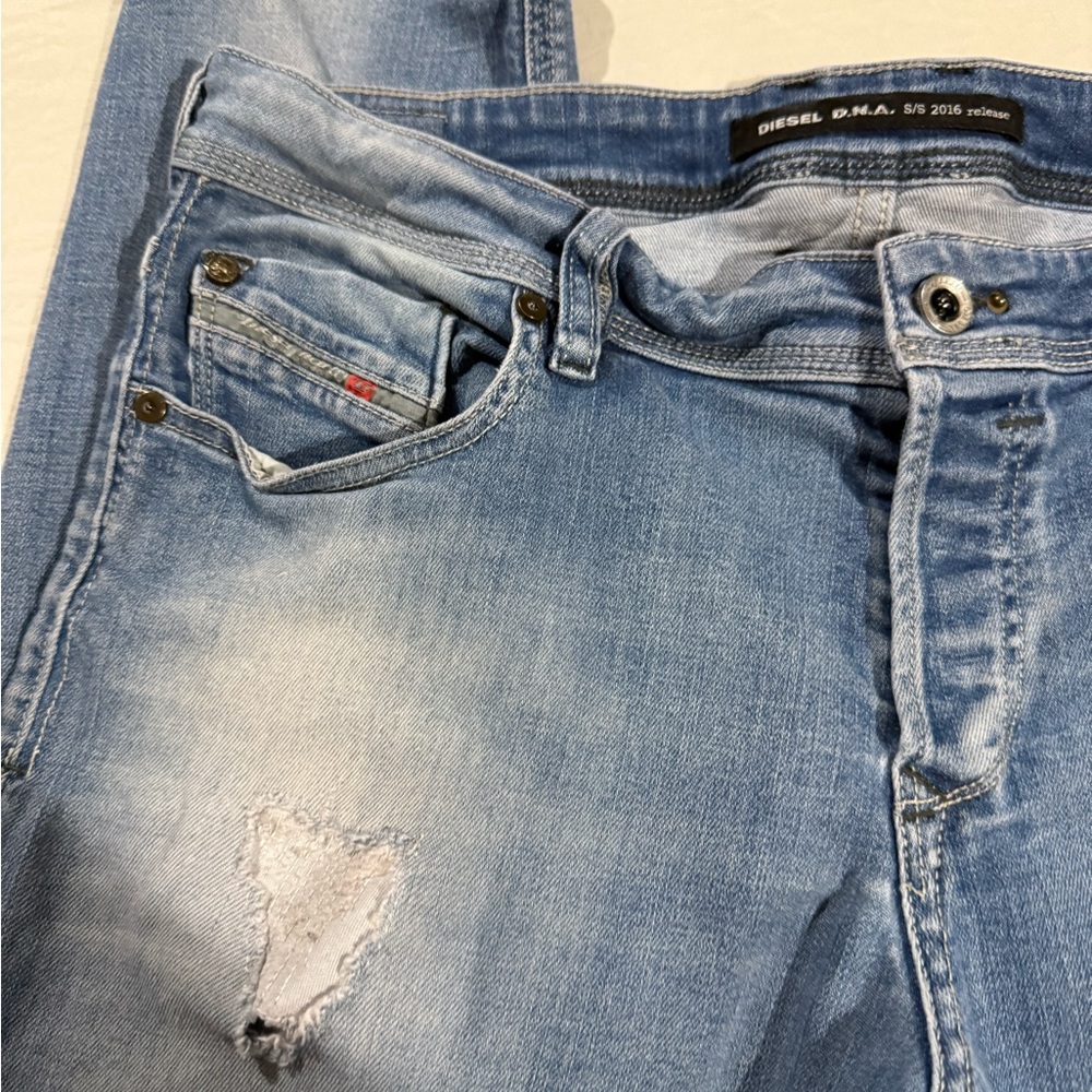 Diesel Blue Slim Jeans with Distressed Detailing